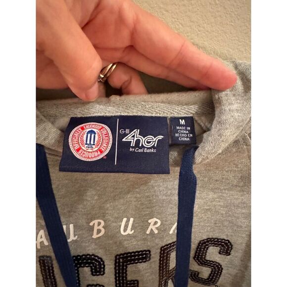 Auburn Tigers Womens Sequin Hoodie Gray Medium SEC Team Go Tigers! - Picture 4 of 6